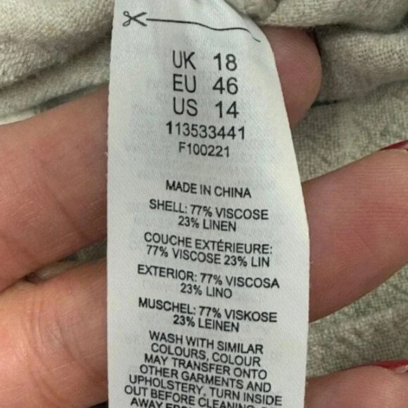 ASOS Pants Womens 14 Beige Pleated Wide Leg High Rise Boho Linen Blend - Picture 5 of 11